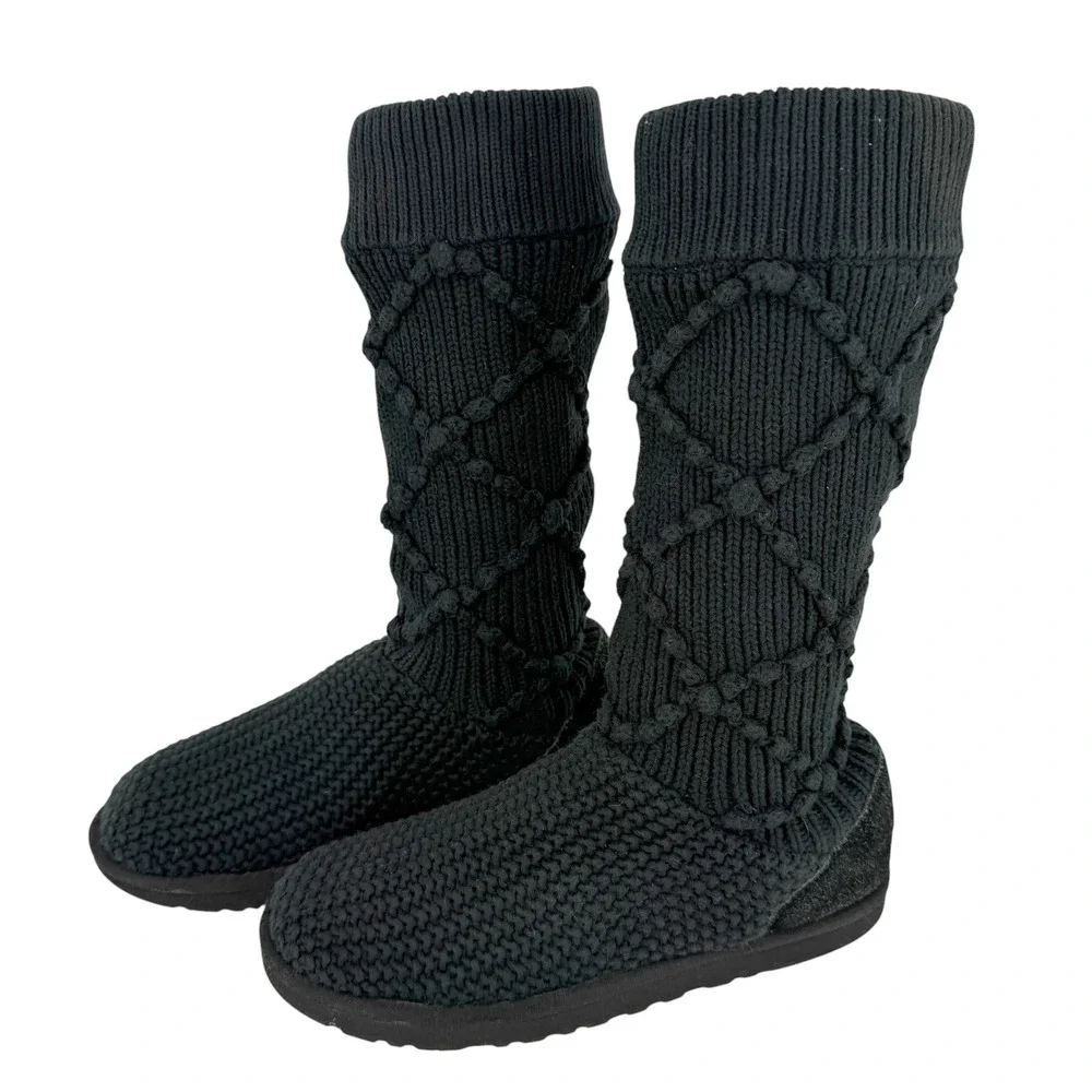 UGG Argyle Black Diamond lattice Lattice Cardy Tall Knit Boots Women Size 9